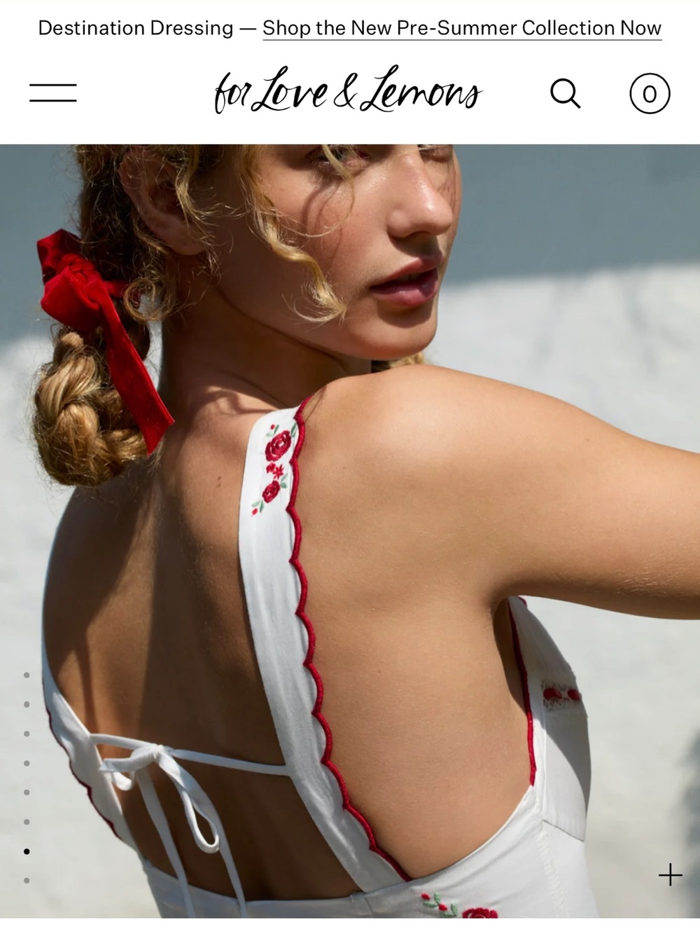 Tea time for love and lemons White Poplin Mini Dress with Red Floral Embroidery - Picture 7 of 8